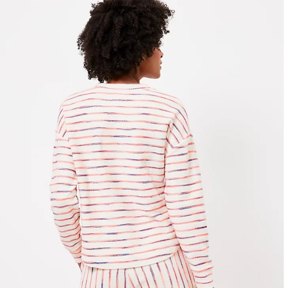 Lou & Grey Neon Striped Terry Pocket Top, Size Small - Picture 3 of 6
